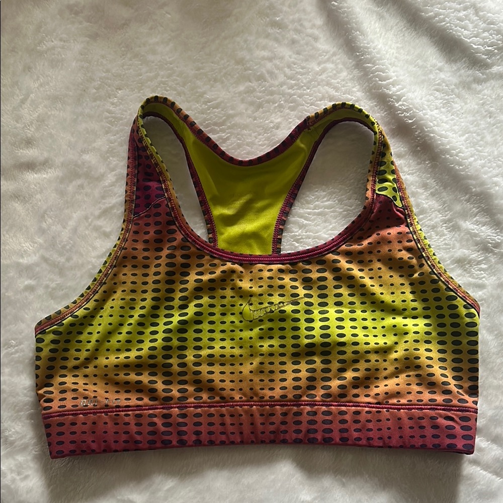Nike Yellow and Orange Racerback Sports Bra with Seamless Design